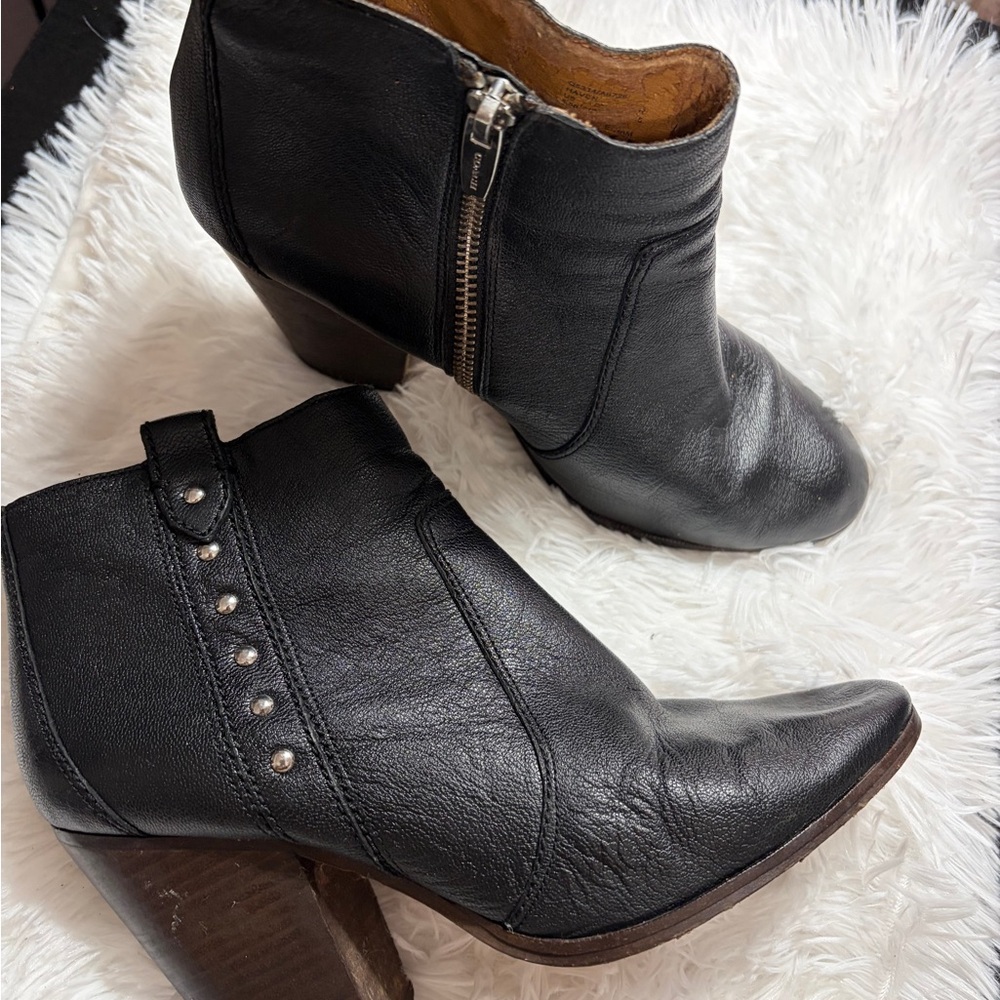 Coach Black Leather Ankle Booties with Stud Accents - Picture 2 of 9